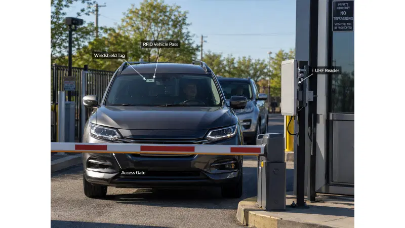 Passes RFID per a vehicles: etiquetes de parabrisa, lectors i disseny de port...